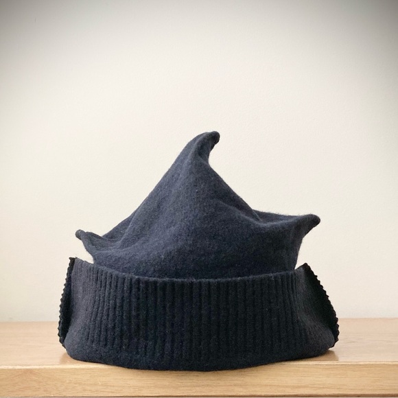 joodito Accessories - joodito origami crown 100% wool sweater hat winter beanie cap dark navy blue